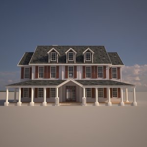 3d colonial style house model