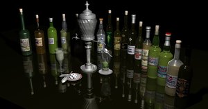 absinthe bottles fountain 3d model