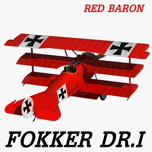 3d model fokker dr red baron