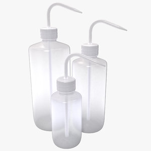 3d model polyethylene wash bottles set