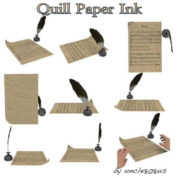 3d quill pen ink bottle