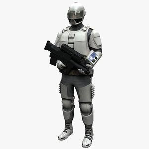 3d model of futuristic army soldier pose