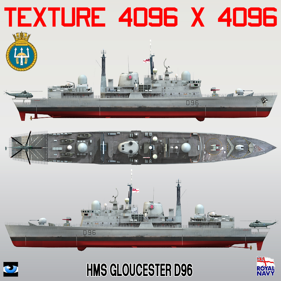 3d Hms Gloucester D96 Type