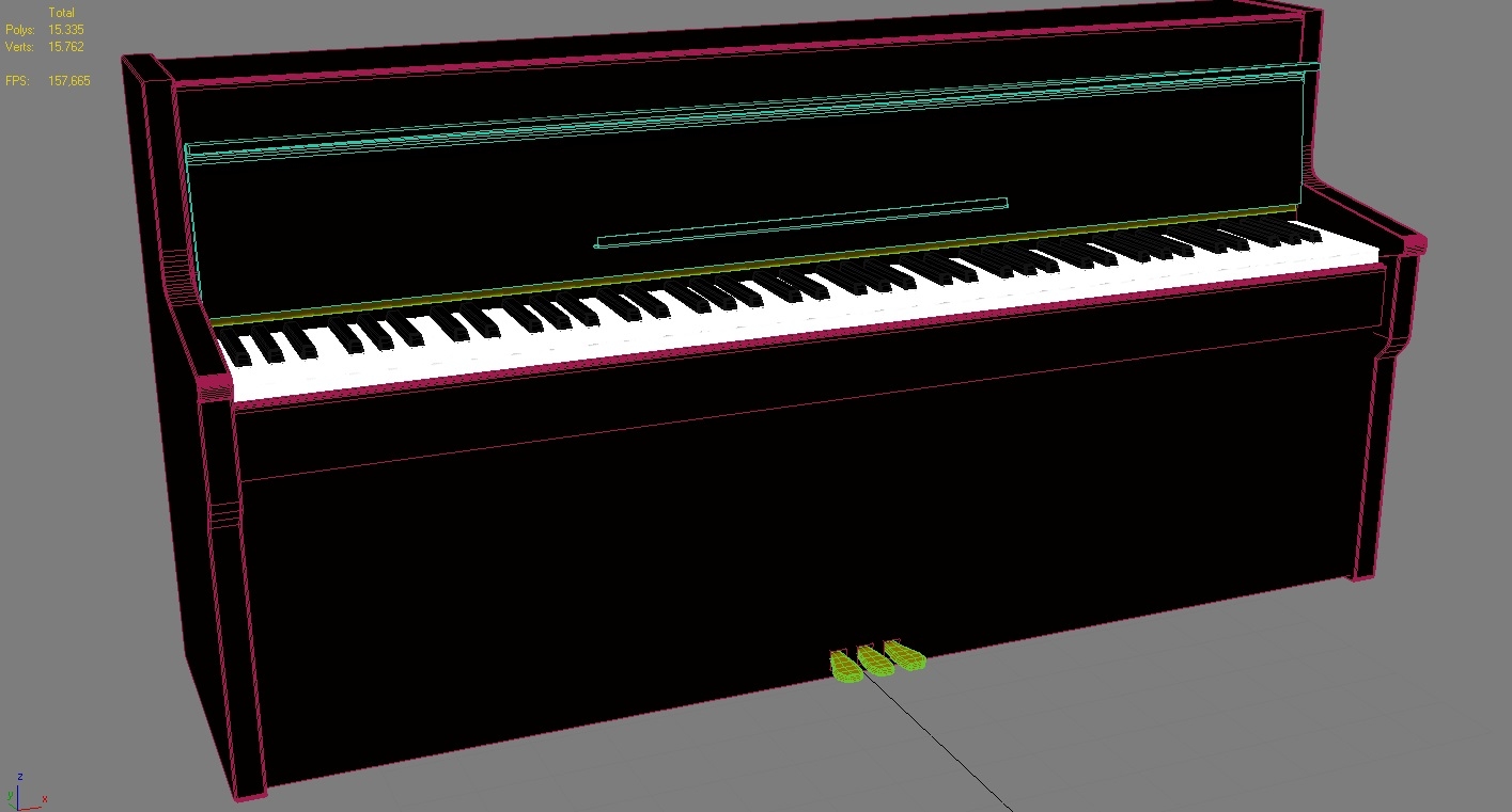 3d model realistic piano ready animate