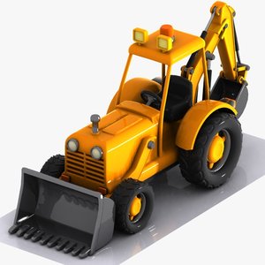 3d model cartoon excavator car