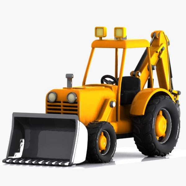 3d model cartoon excavator car