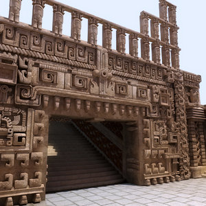 3d aztec temple room interior