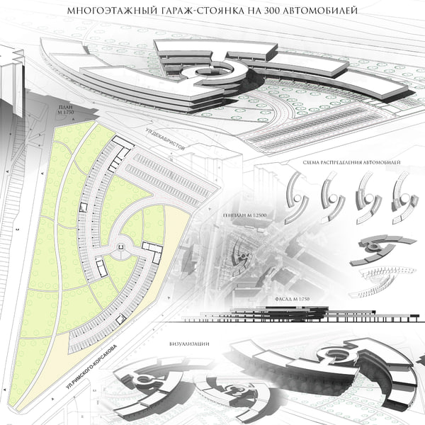 architectural multi-level parking 3d model