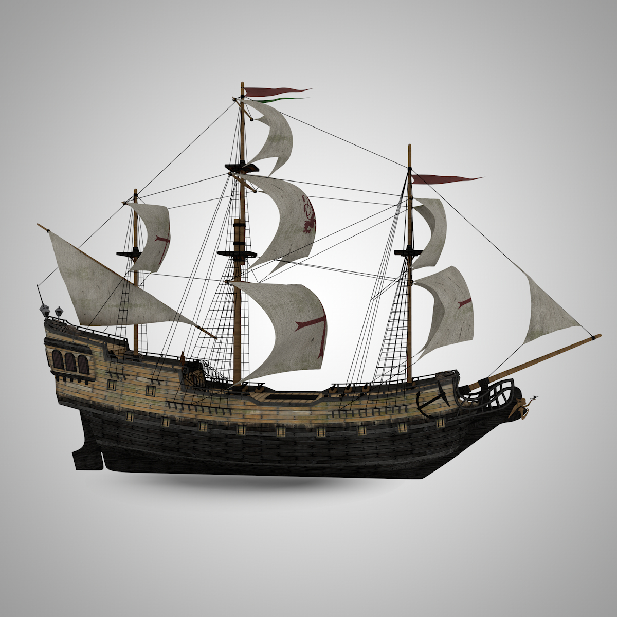 sailing galleon pirate 3d model