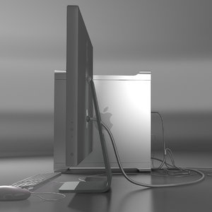 mac pro wires plugged 3d model