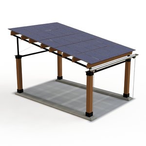 realistic solar car port 3d model