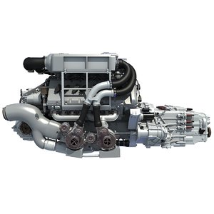 3d bugatti veyron w16 engine model