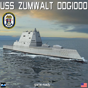 uss zumwalt ddg-1000 destroyers 3d model