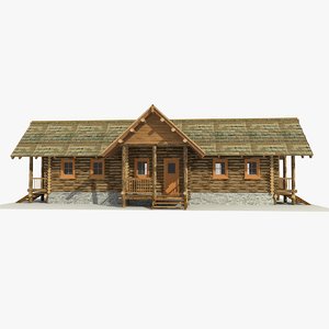3d wooden log cabin model