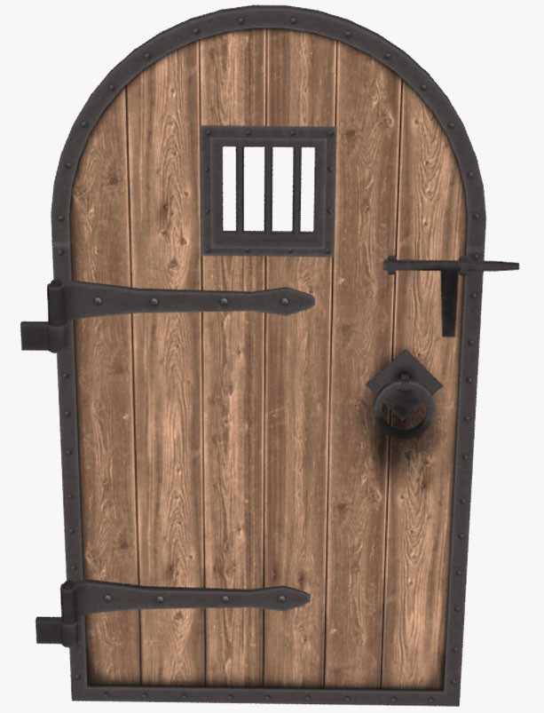 4 door hinges entry dungeon door metal medieval obj