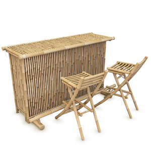 3d bamboo bar chairs model
