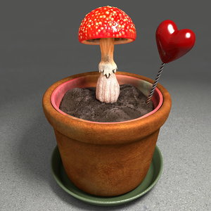 c4d soil pot mushroom