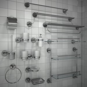 set bathroom accessories 3d model