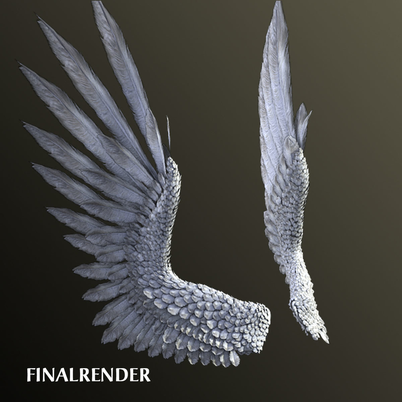 3d model bird angel wings