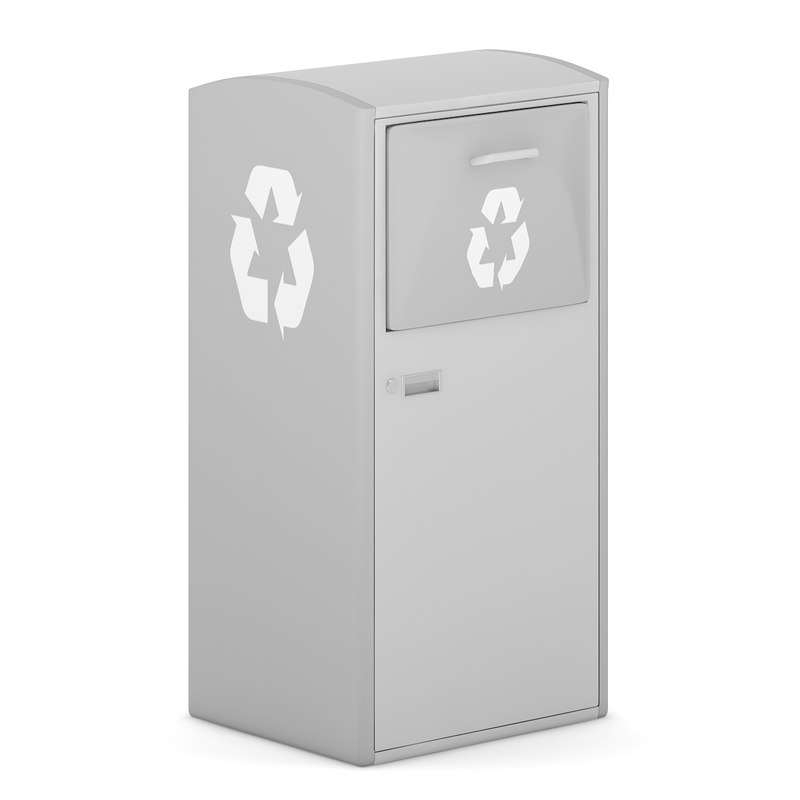 grey recycle bin 3d model