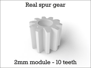 3d model of real spur gear 2mm