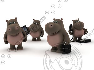 hippo cartoon 3d model
