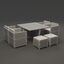 furniture set rattan 3d model