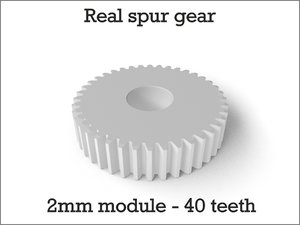 3d model real spur gear 2mm
