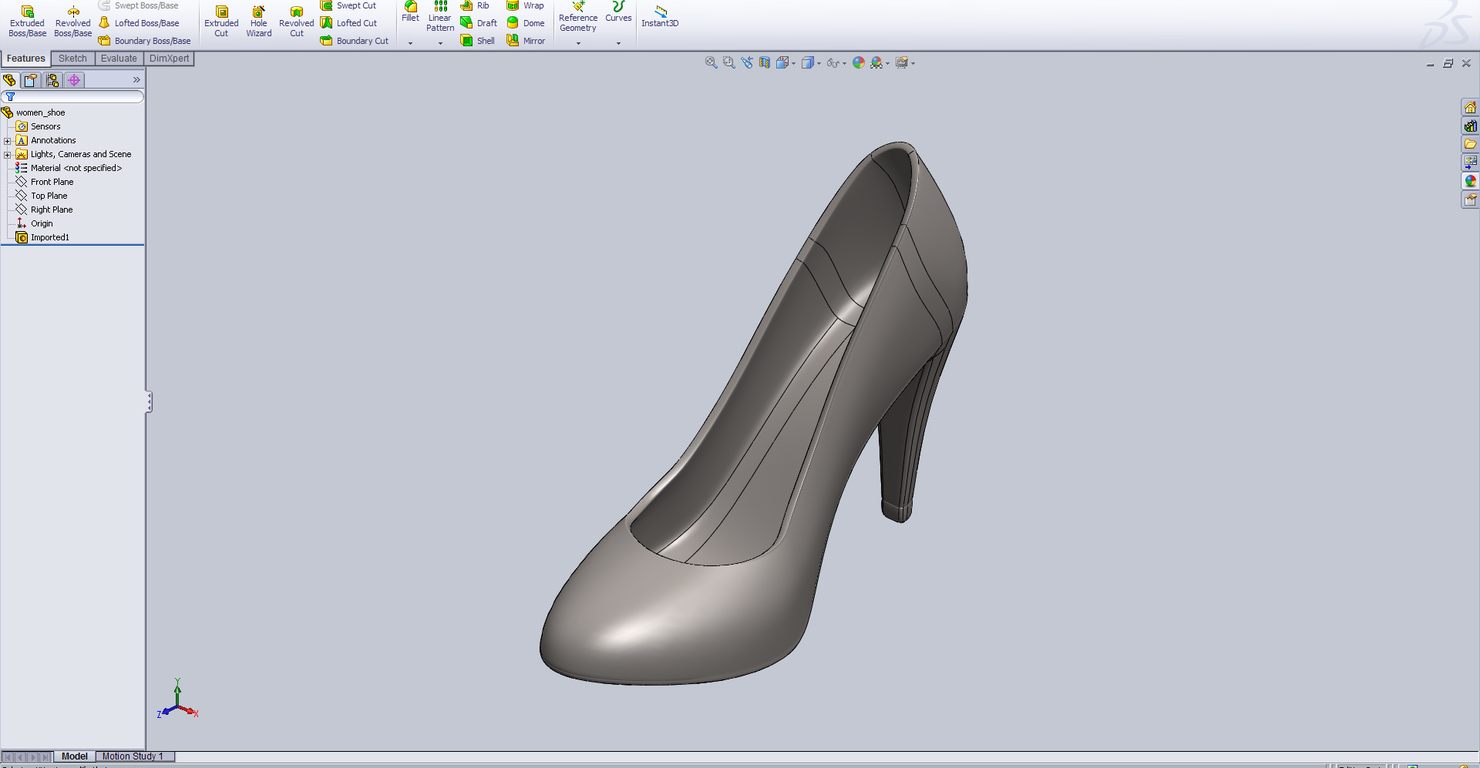 3d igs women shoe solidworks model