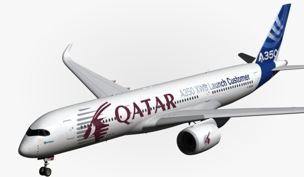 Airbus A350 Xwb Qatar 3d Obj