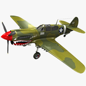 3d curtiss p-40 warhawk fighter model