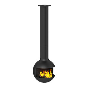 spherical fireplace black metal