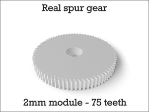 3d model real spur gear 2mm