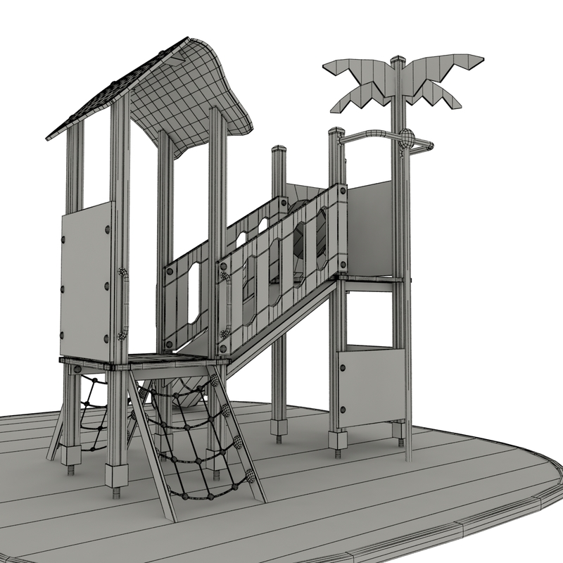 3d playground tunnel slide