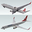 3ds boeing 737-800 plane turkish