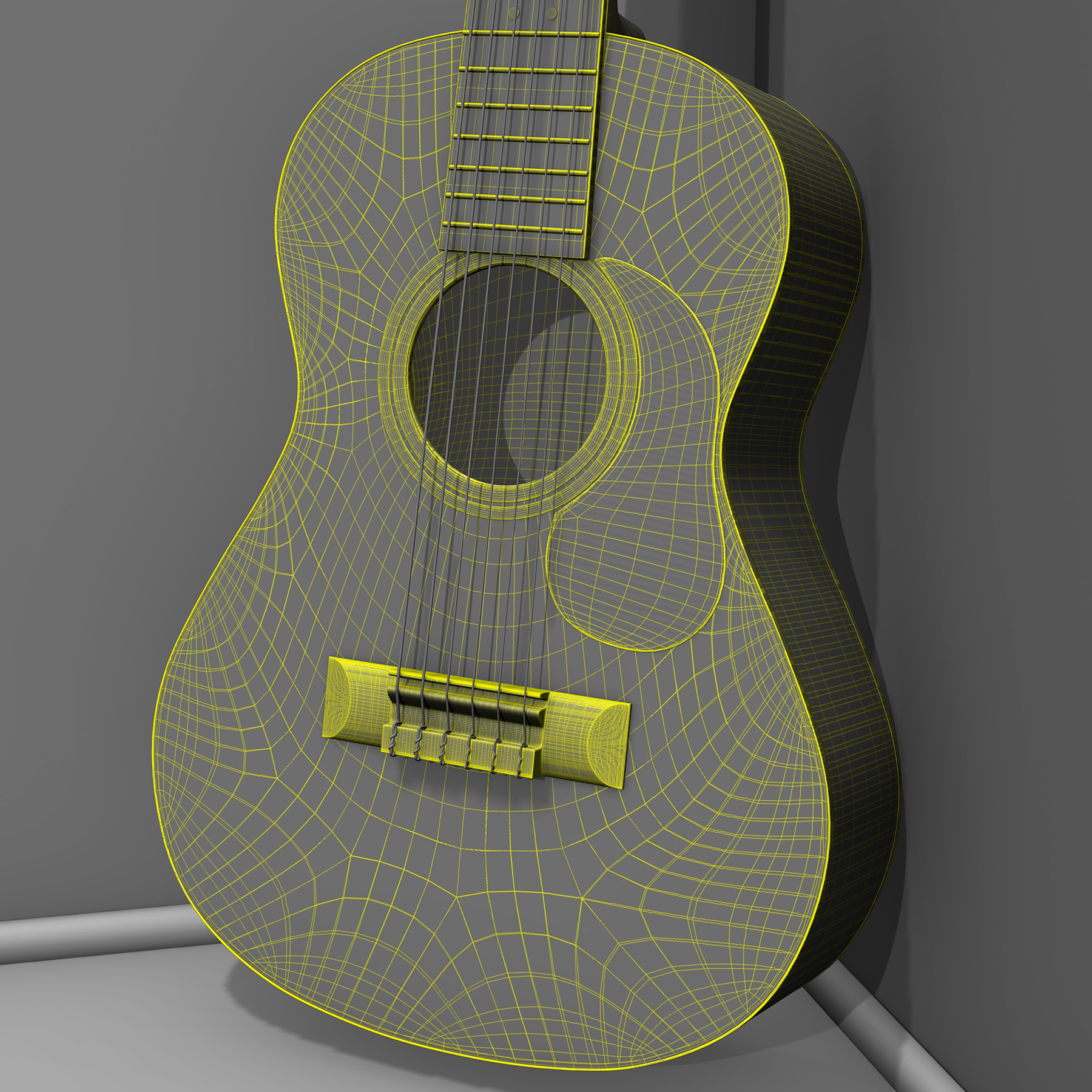 原声吉他橡木3d模型