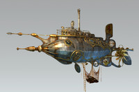 steampunk steam dieselpunk submarine 3d max
