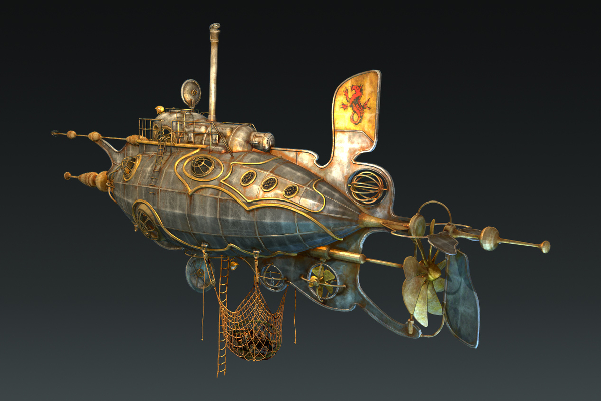 steampunk steam dieselpunk submarine 3d max