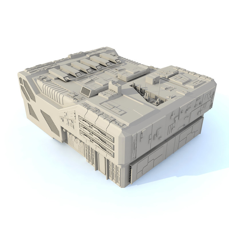 sci fi futuristic building 3d model