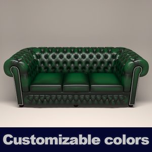 chesterfield leather sofa 3d model
