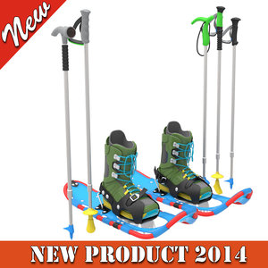 snow walker poles 3d model