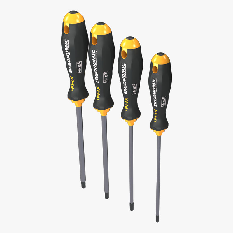 3d model of hex screwdriver secured