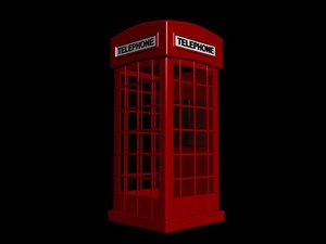 3d red phone booth
