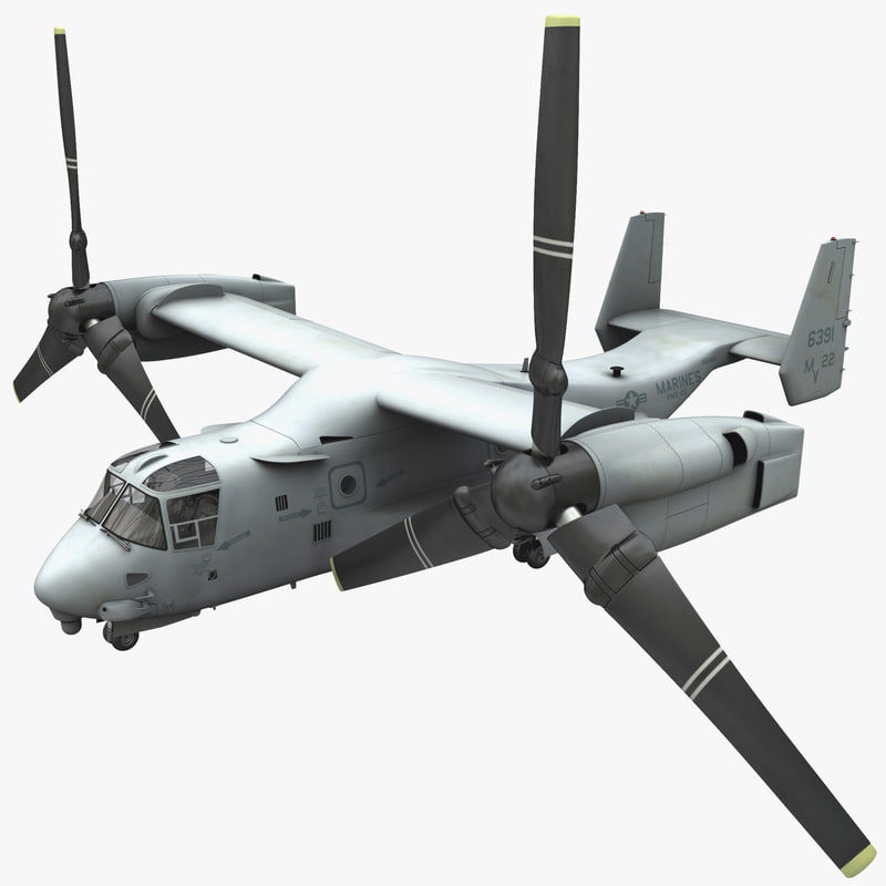 3d military tiltrotor aircraft mv-22 model