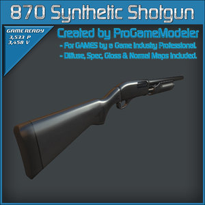 3d model of remington 870 synthetic shotgun
