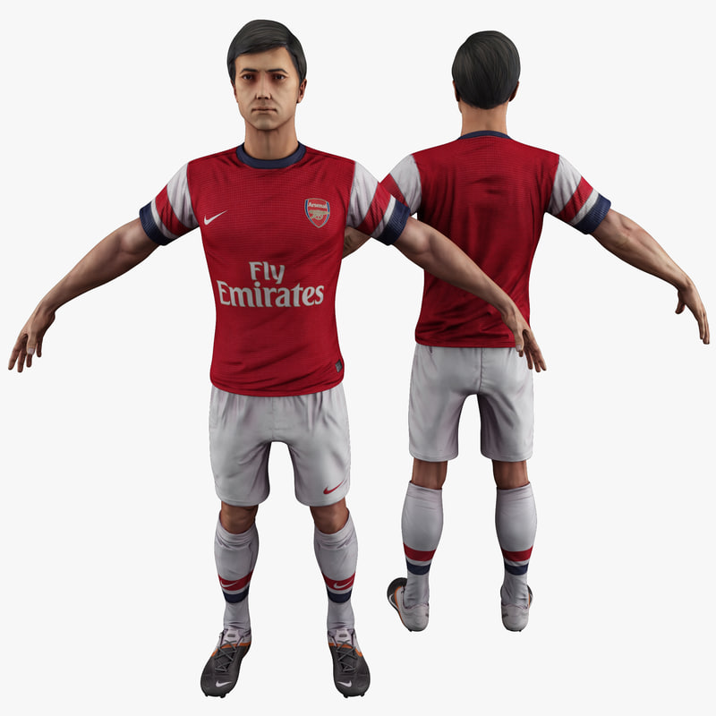 soccer player 3 rigged 3d model