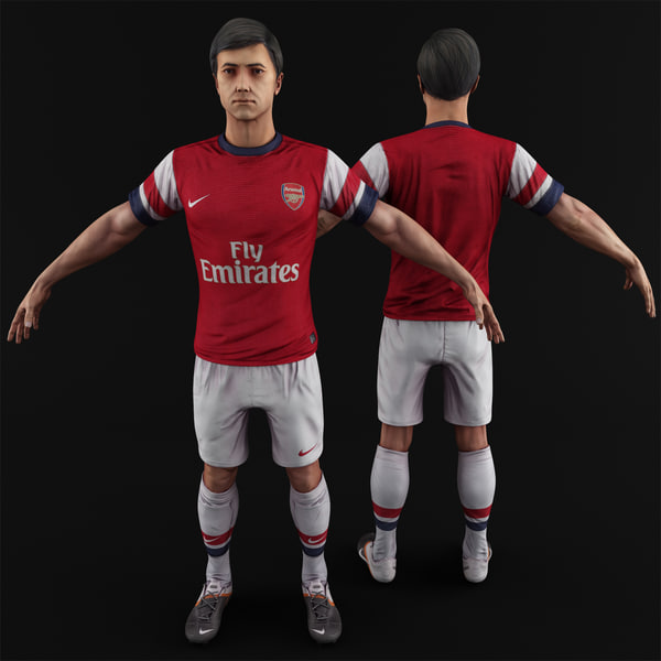 soccer player 3 rigged 3d model