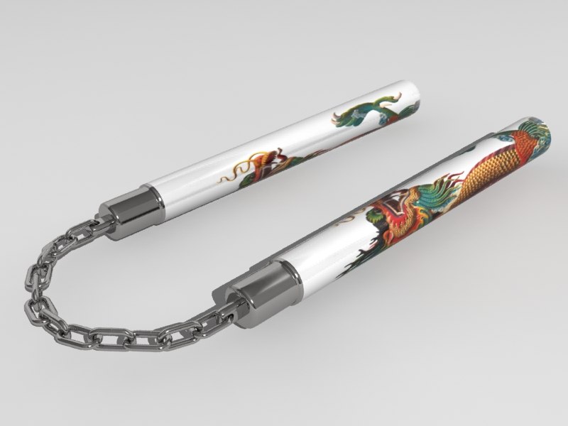 3d model nunchucks fighting