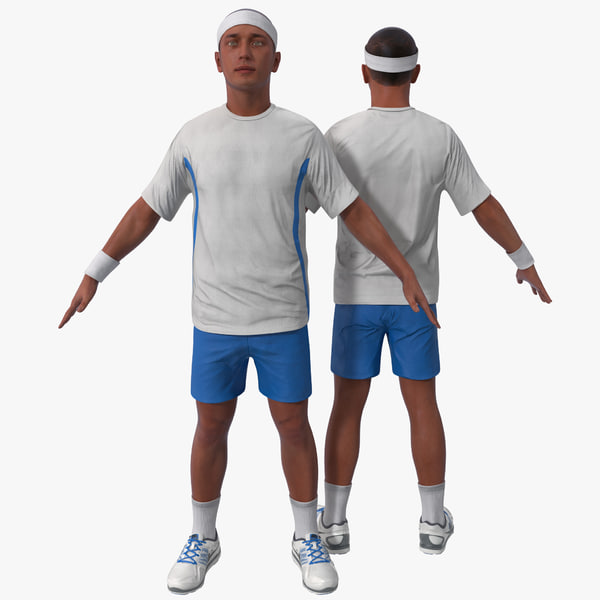 3d model tennis player rigged 3