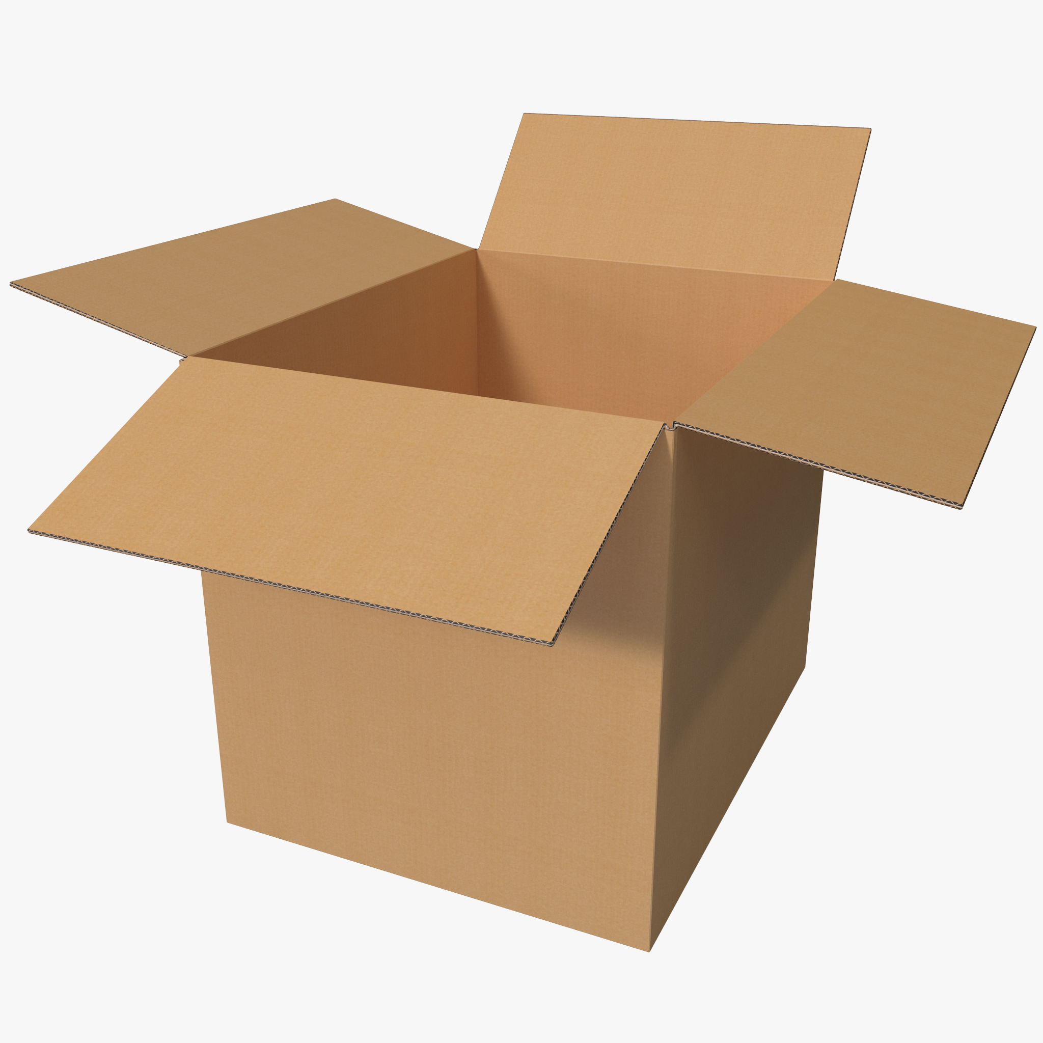 3d model open cardboard box